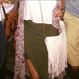 Express olive green cotton asymmetric skirt